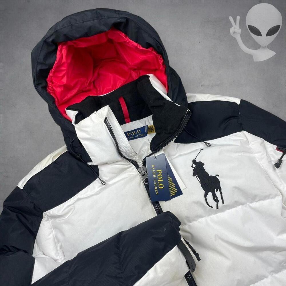 Polo Ralph Lauren XL White Black Duck Down Puffer Ski Jacket Big Pony NWT - Picture 2 of 8